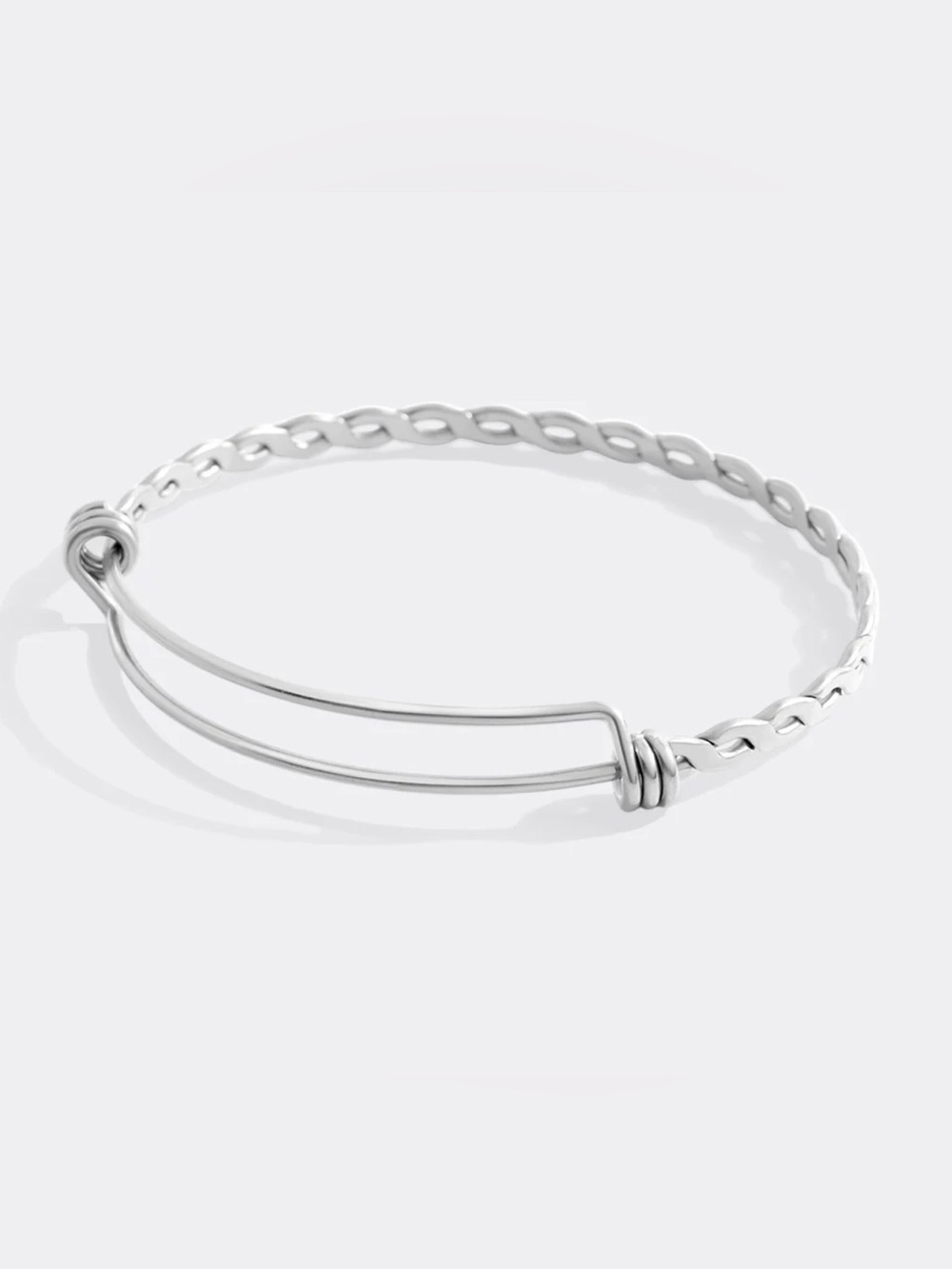 Mint&Lily Twisted Wire Silver-Tone Adjustable Bangle Bracelet